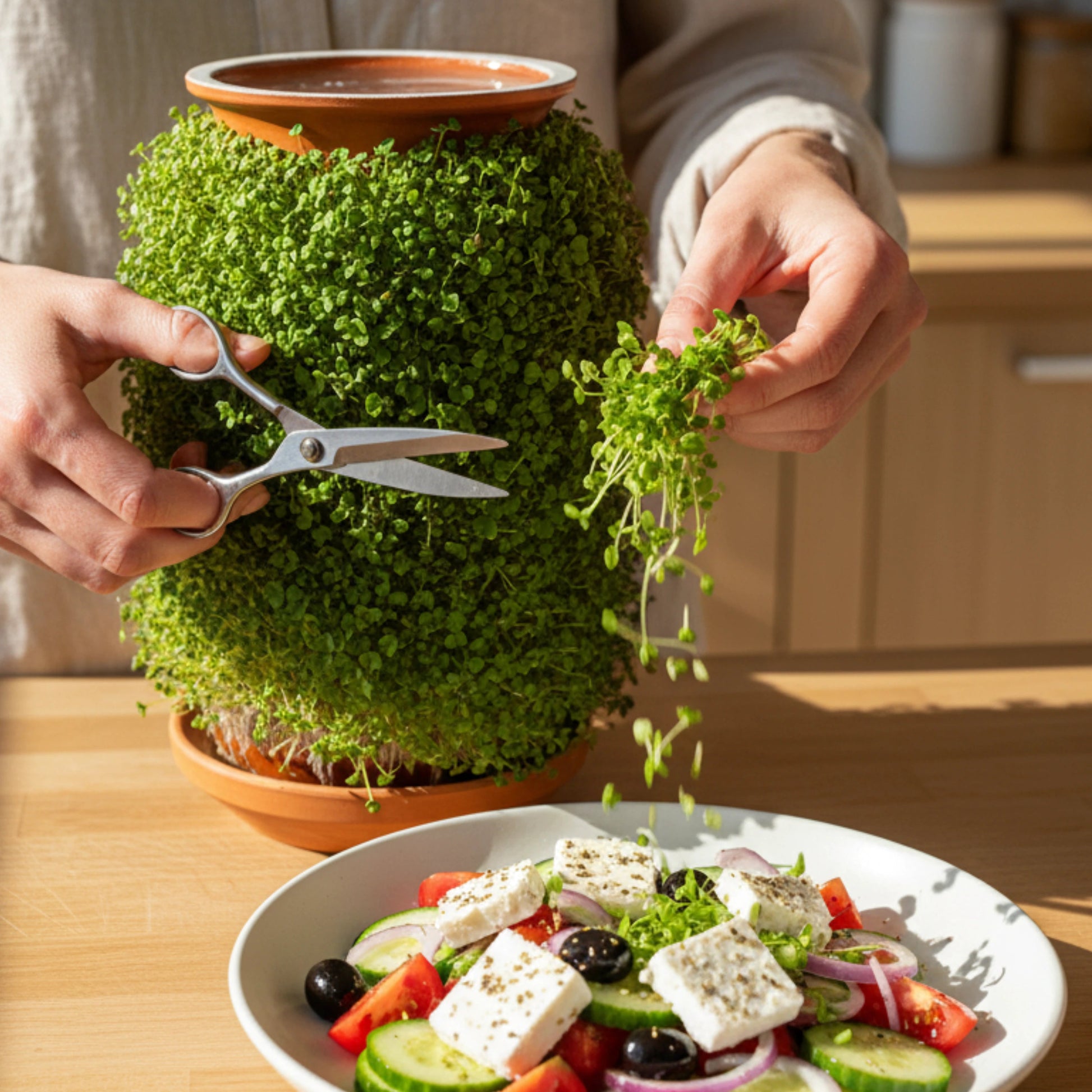 Chia tohumunu salatanız için Canlı Saksıdan sağlayın.